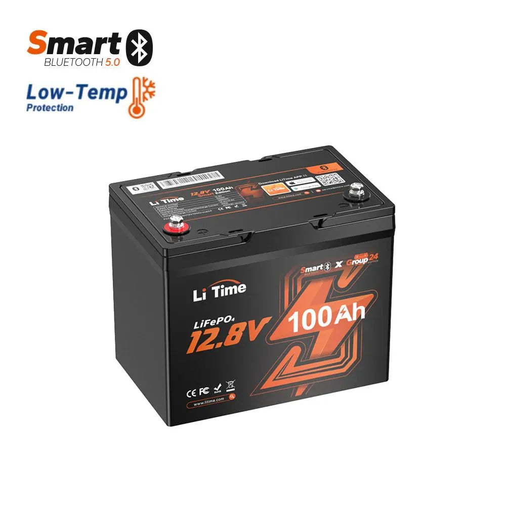 LiTime 12V 100Ah Smart LiFePO4 Lithium accu - Group24
