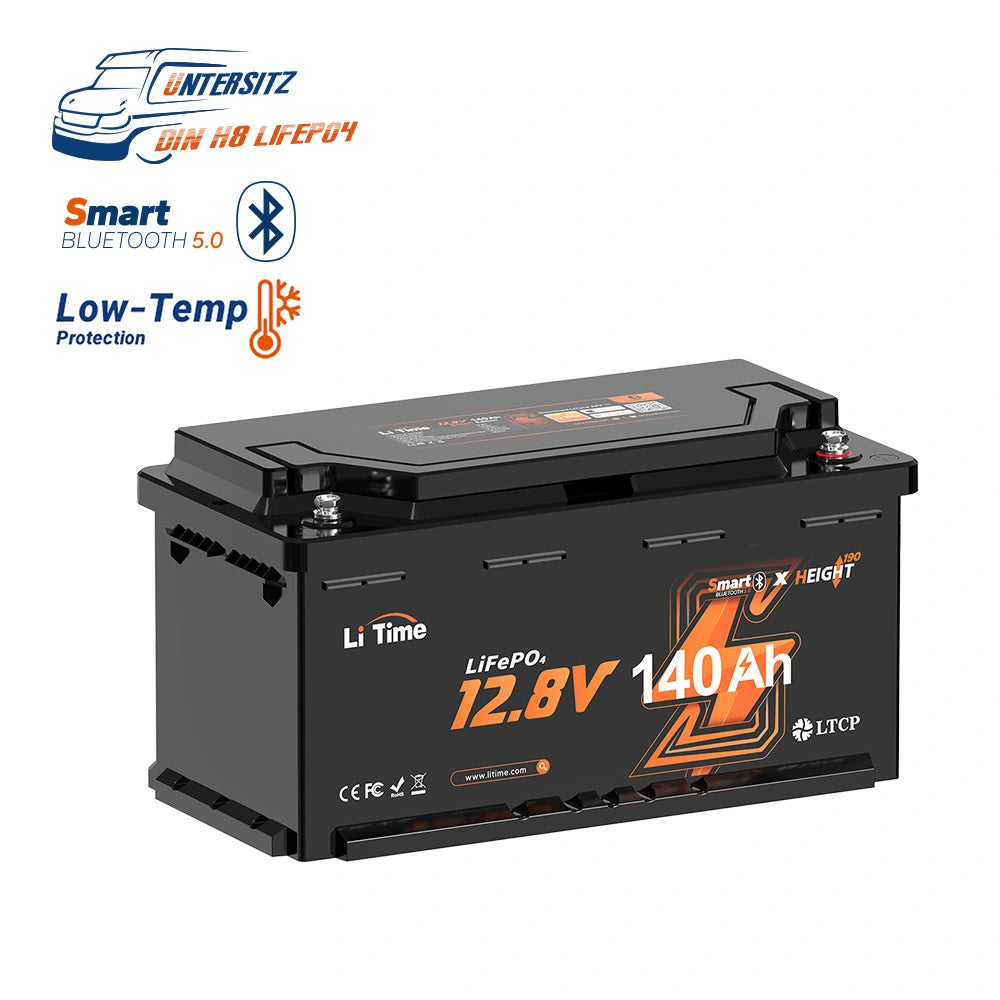 LiTime 12V 140Ah Smart LiFePO4 Lithium accu - H190